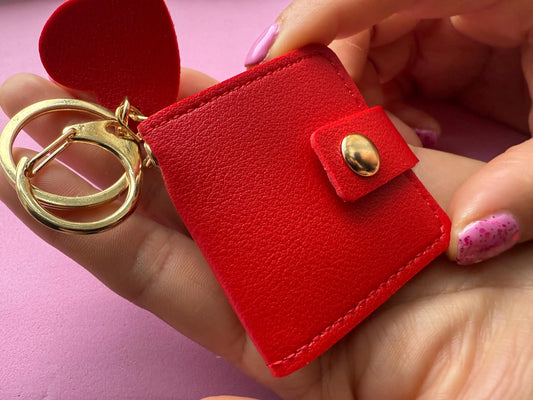 Mini photo album keychain personalised red heart shape